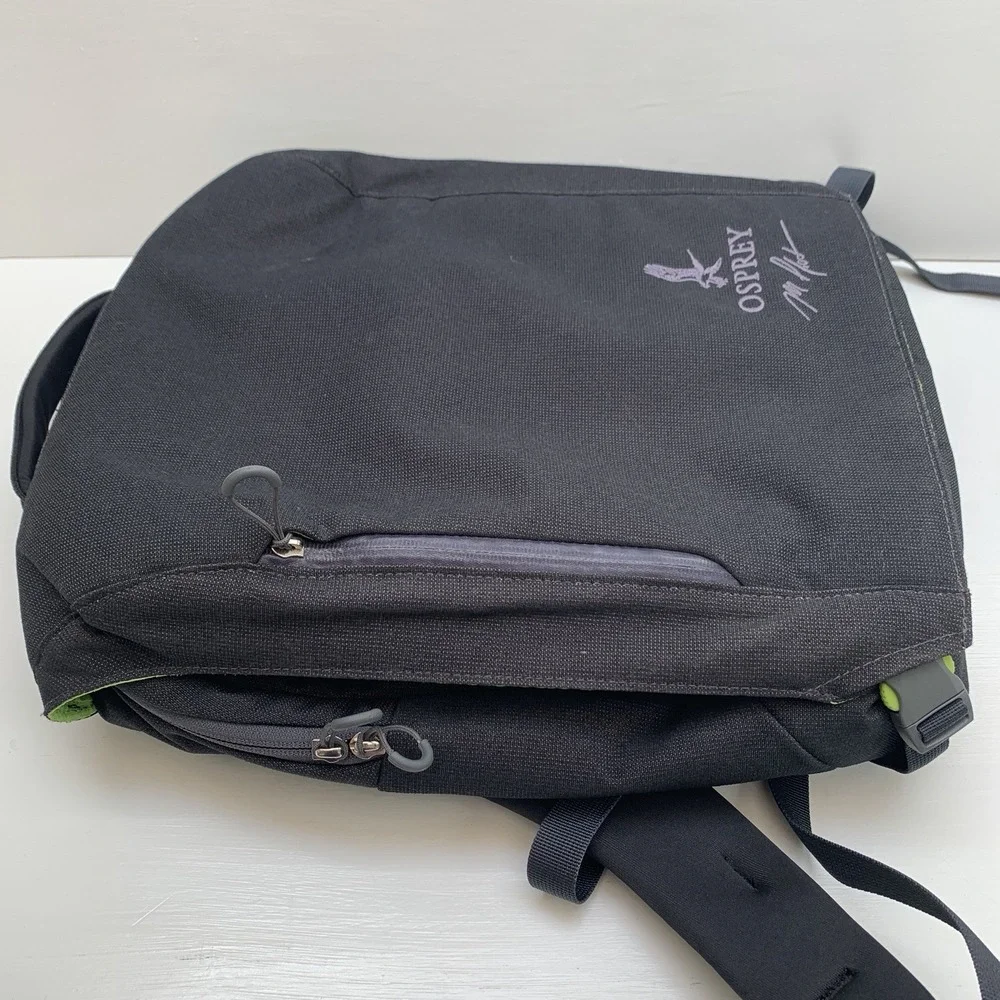 OSPREY Pixel Port Backpack Black w/ Green Lining Laptop Bag, w Osprey Logo